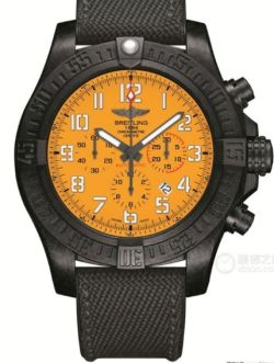 Breitling 45MM Excellent High-Temerature Resistance Black Bracelet Orange Dial Watch breitling bentley replica